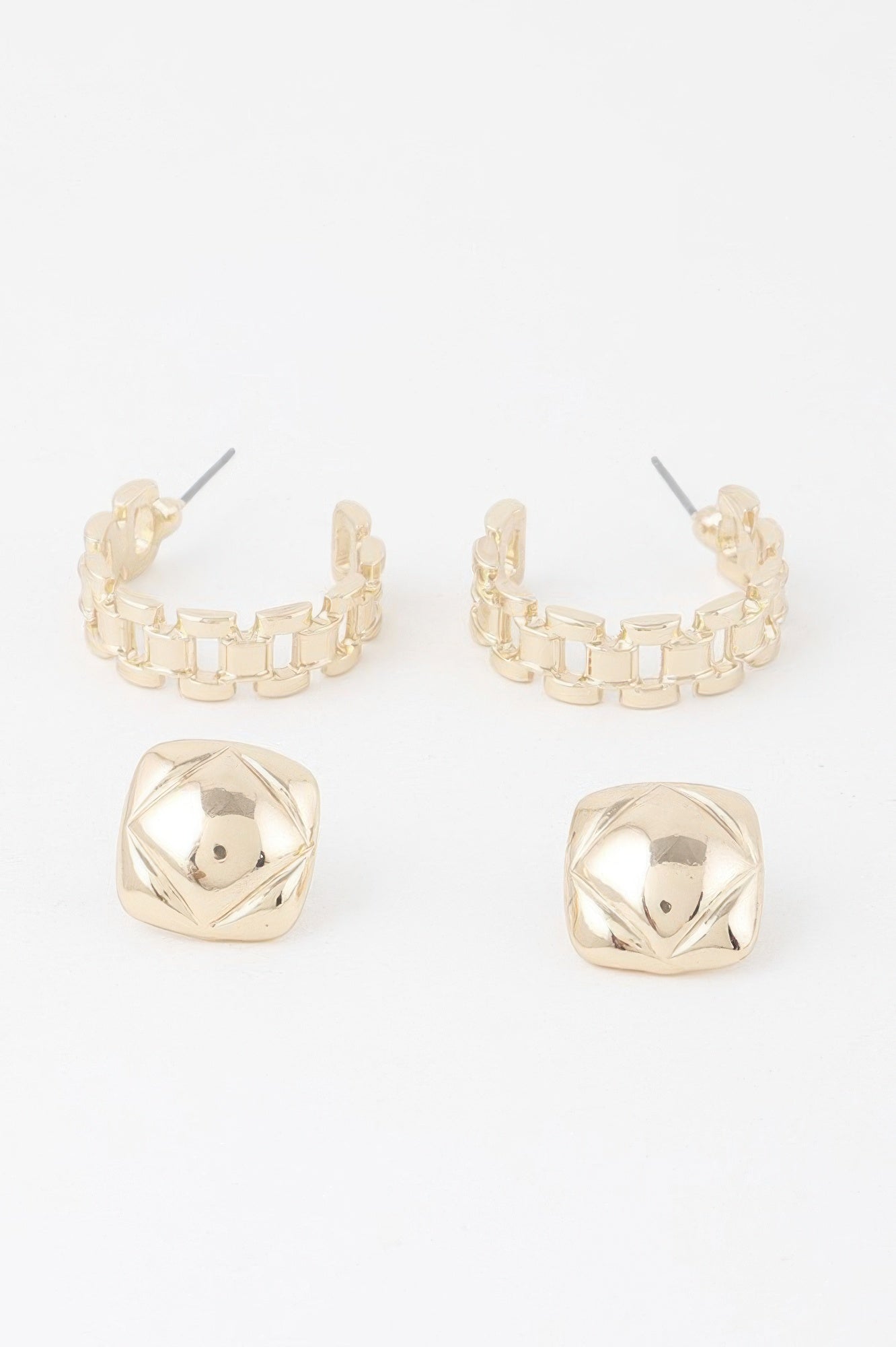 Ensemble de boucles d'oreilles manchette lien doré