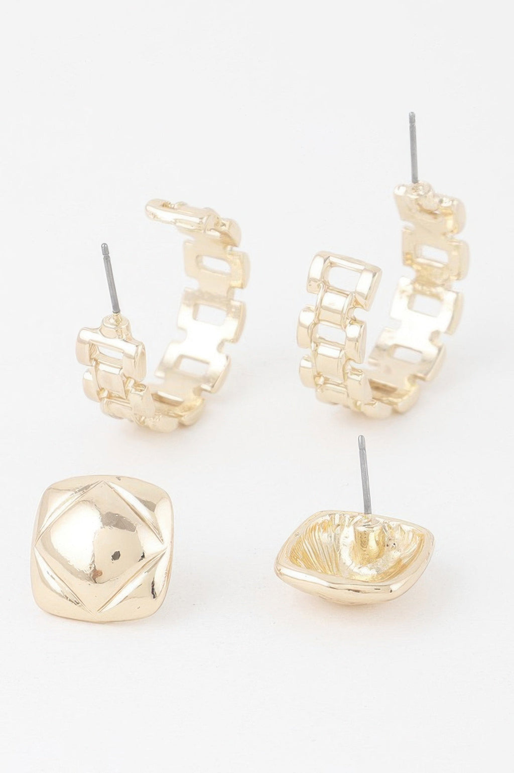 Ensemble de boucles d'oreilles manchette lien doré