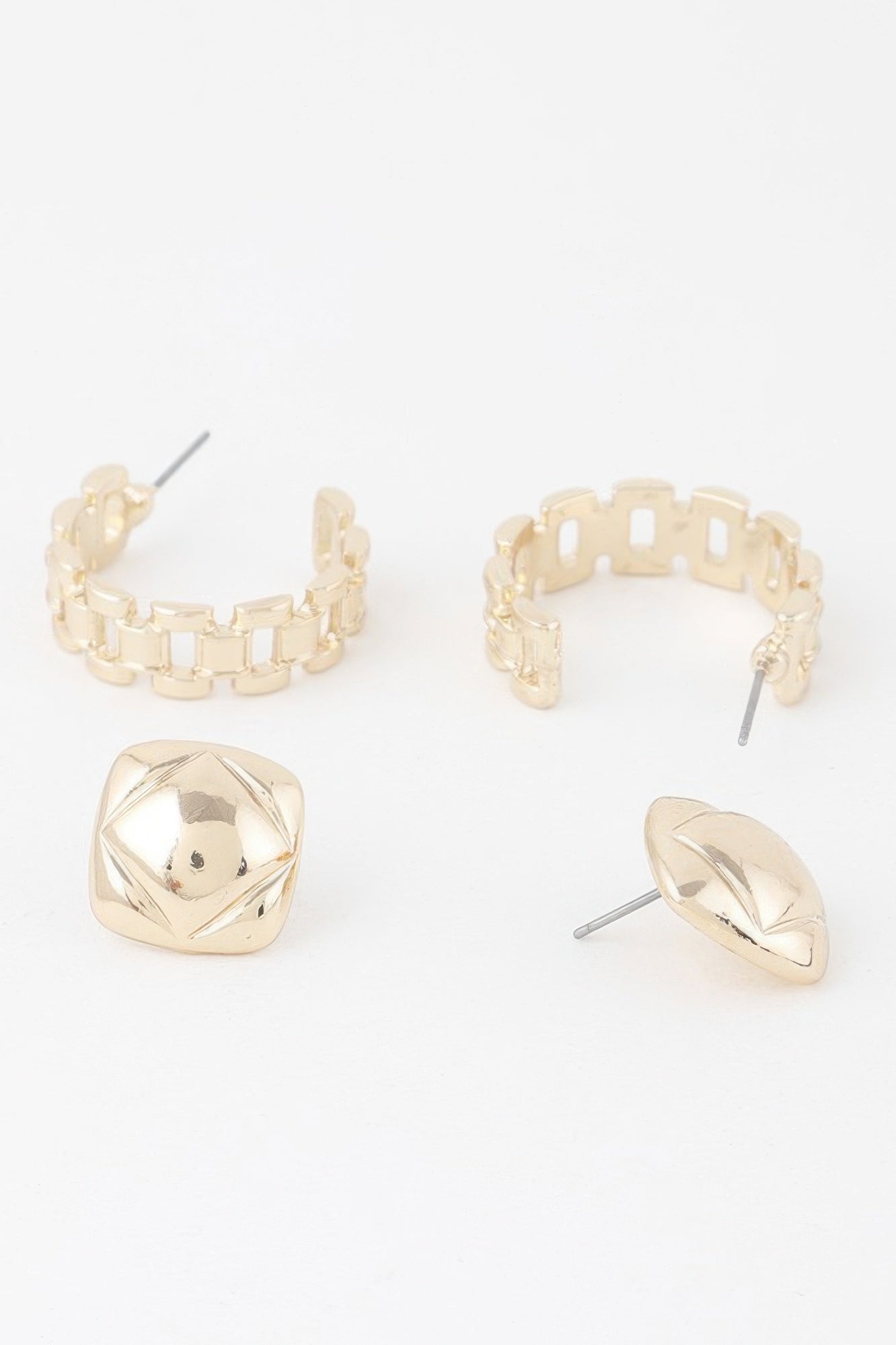 Ensemble de boucles d'oreilles manchette lien doré