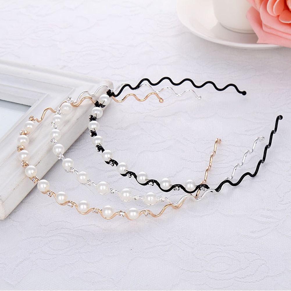 Serre-têtes en métal doré pour femmes Accessoires de cheveux Bandeaux de créateur Cerceaux de perles de mariage Bandeaux de tête de mariée en métal