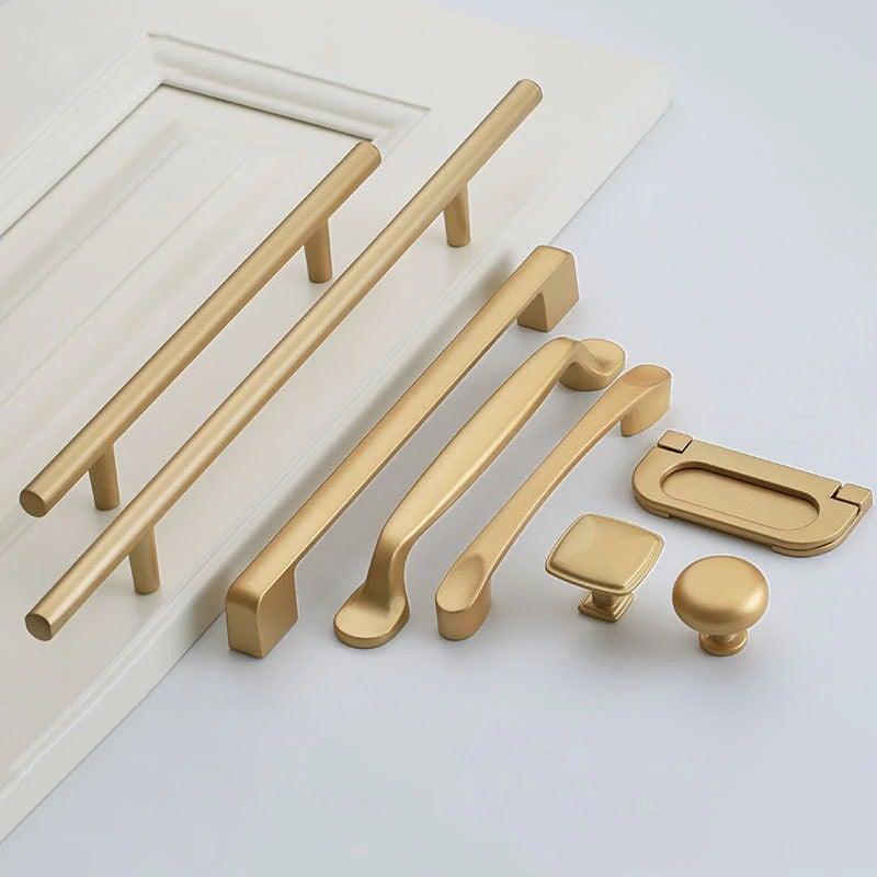 Poignées de meubles en alliage d'aluminium dorées, simples et tendance, poignées de bibliothèque, poignées de meuble à vin, poignées de porte, boutons de placard, tiroirs de placard, commode, bibliothèque, armoire 2,2 cm