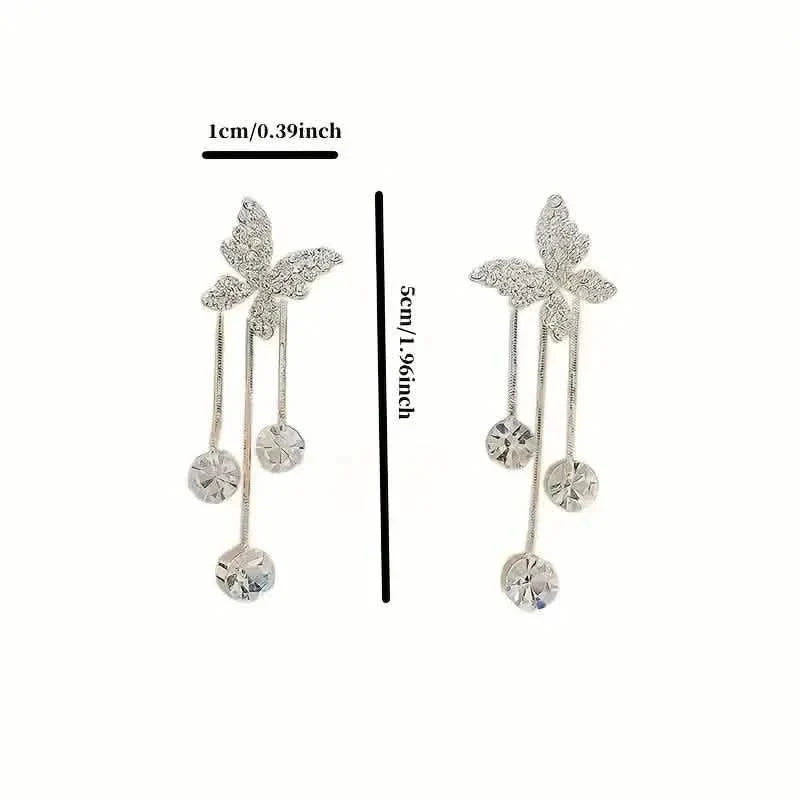 Boucles d'oreilles pendantes en alliage ton or et oxyde de zirconium