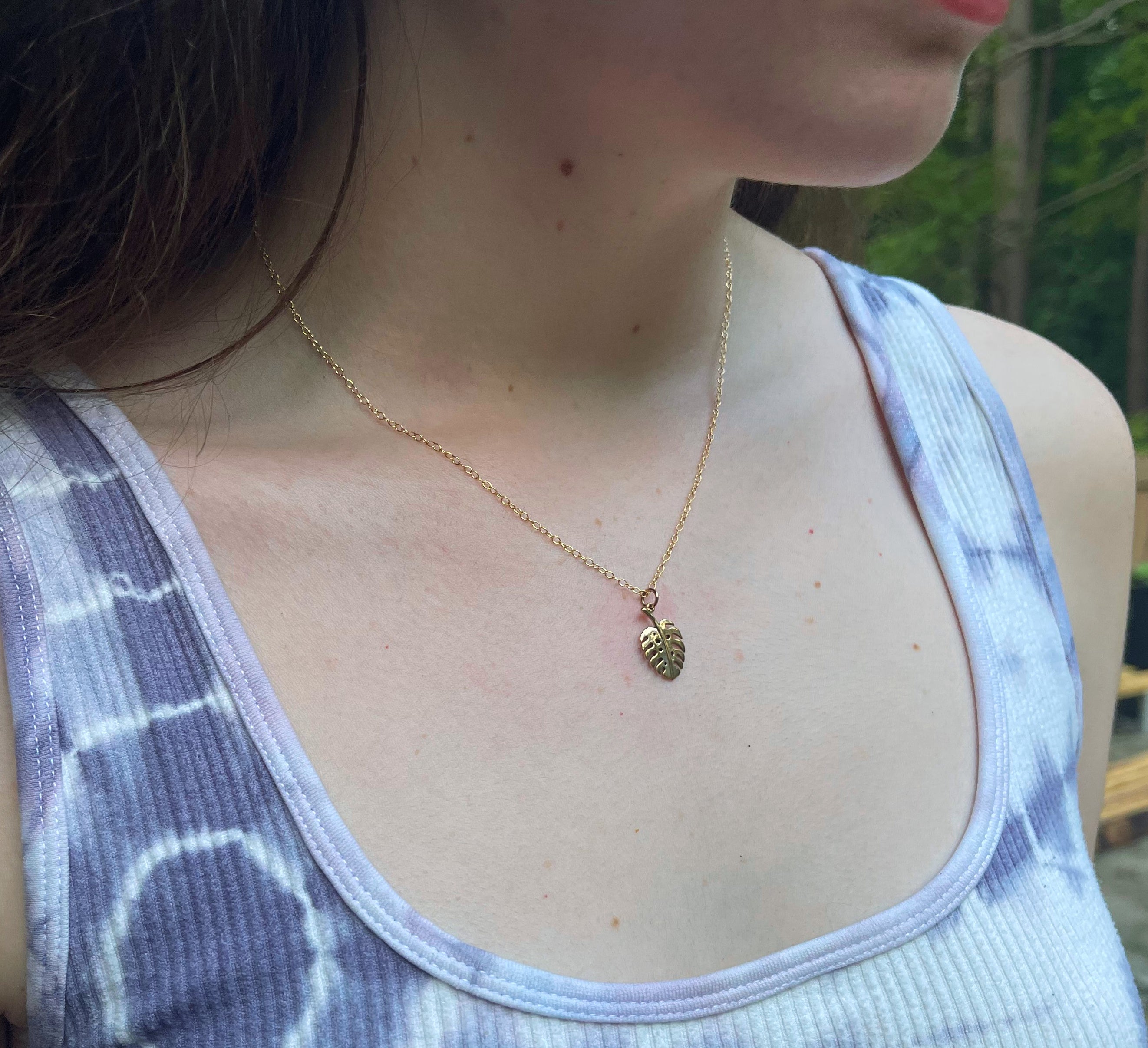 Collier Monstera Deliciosa Addict en or rempli 14 carats