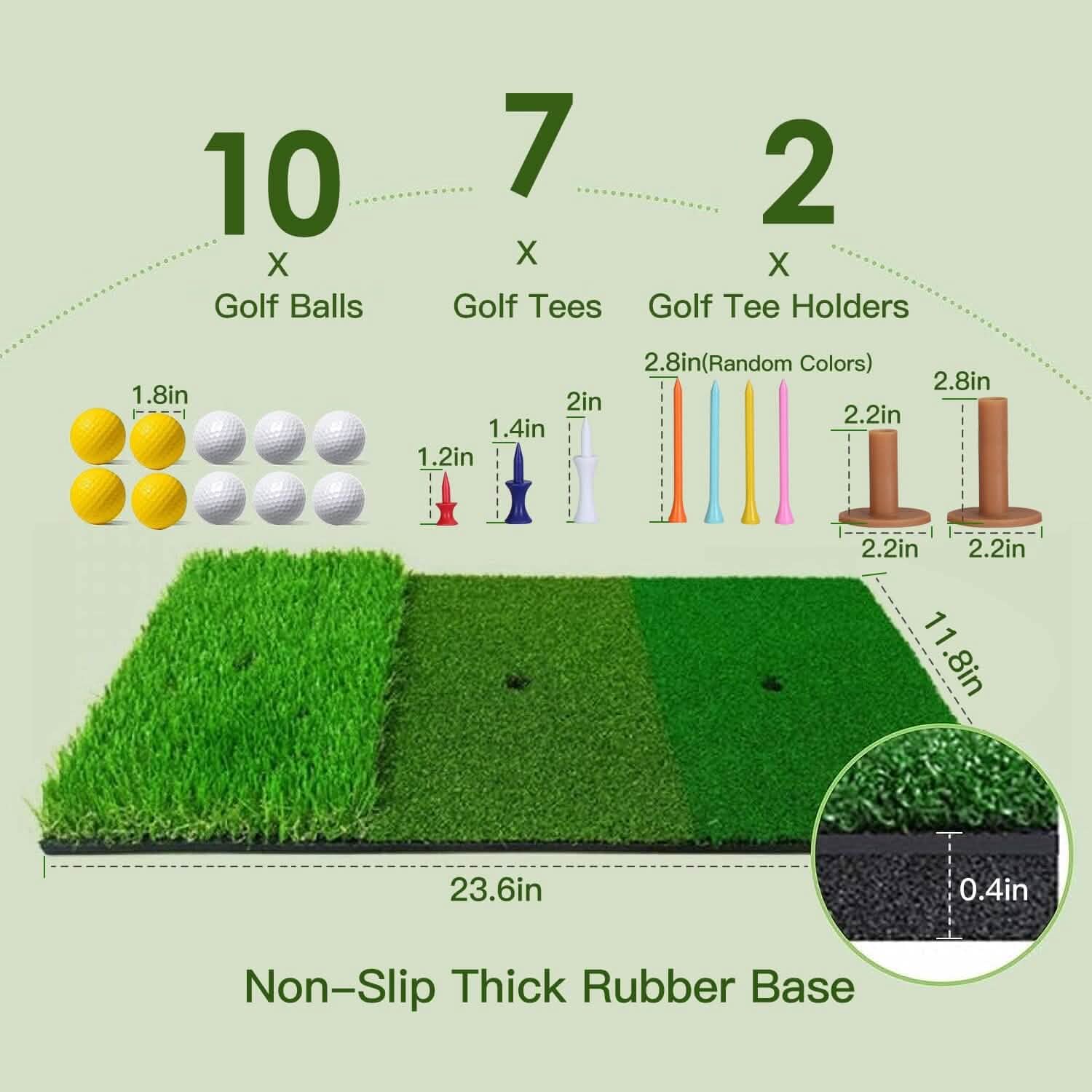 Aides d'entraînement de golf Filets de frappe avec tapis de golf triple gazon Tissu cible 10 balles de golf 7 tees de golf 2 supports de tees de golf en caoutchouc Sac de transport pour sports intérieurs et extérieurs