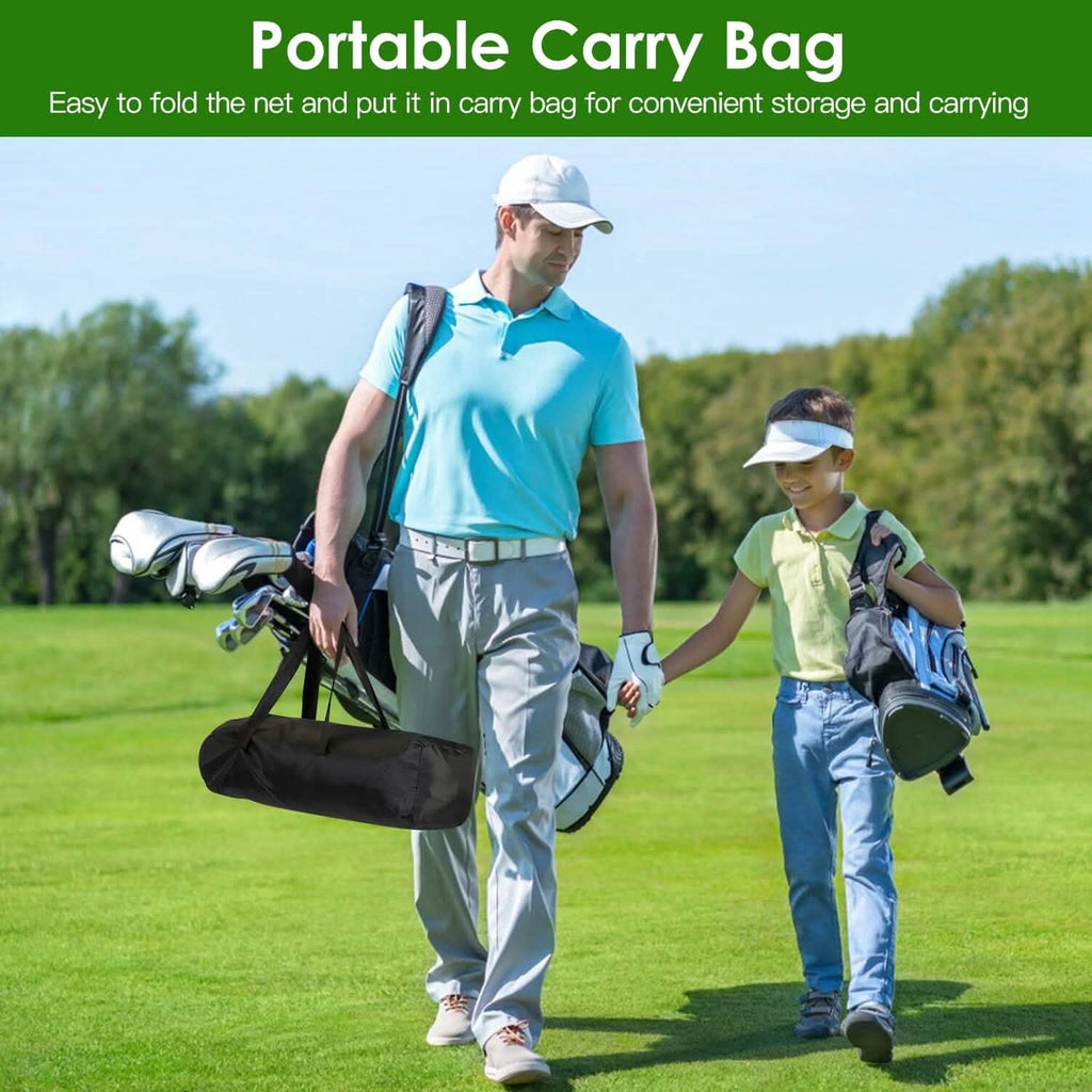 Aides d'entraînement de golf Filets de frappe avec tapis de golf triple gazon Tissu cible 10 balles de golf 7 tees de golf 2 supports de tees de golf en caoutchouc Sac de transport pour sports intérieurs et extérieurs
