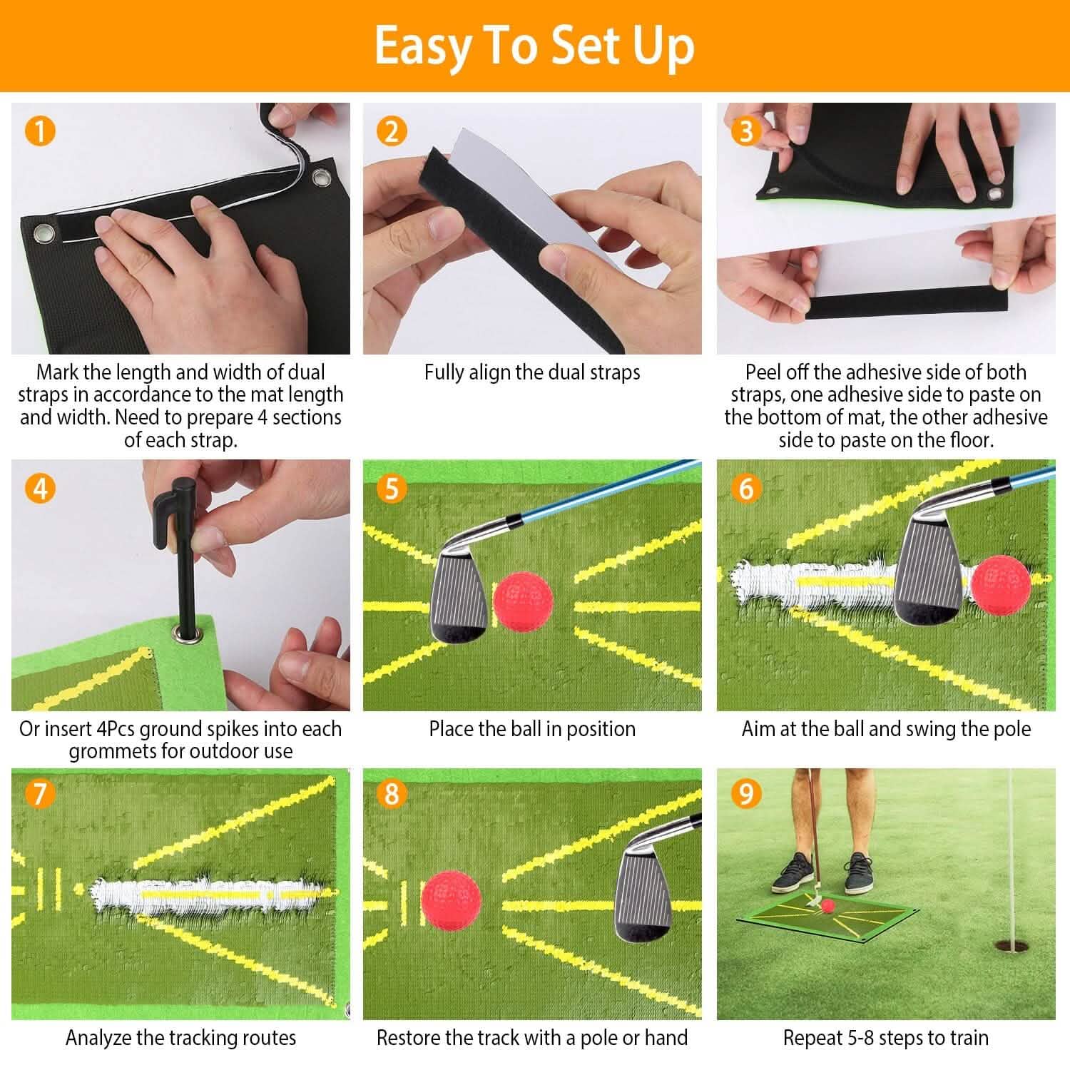 Tapis d'entraînement de golf pour la détection de l'élan et le retour sur la trajectoire de frappe