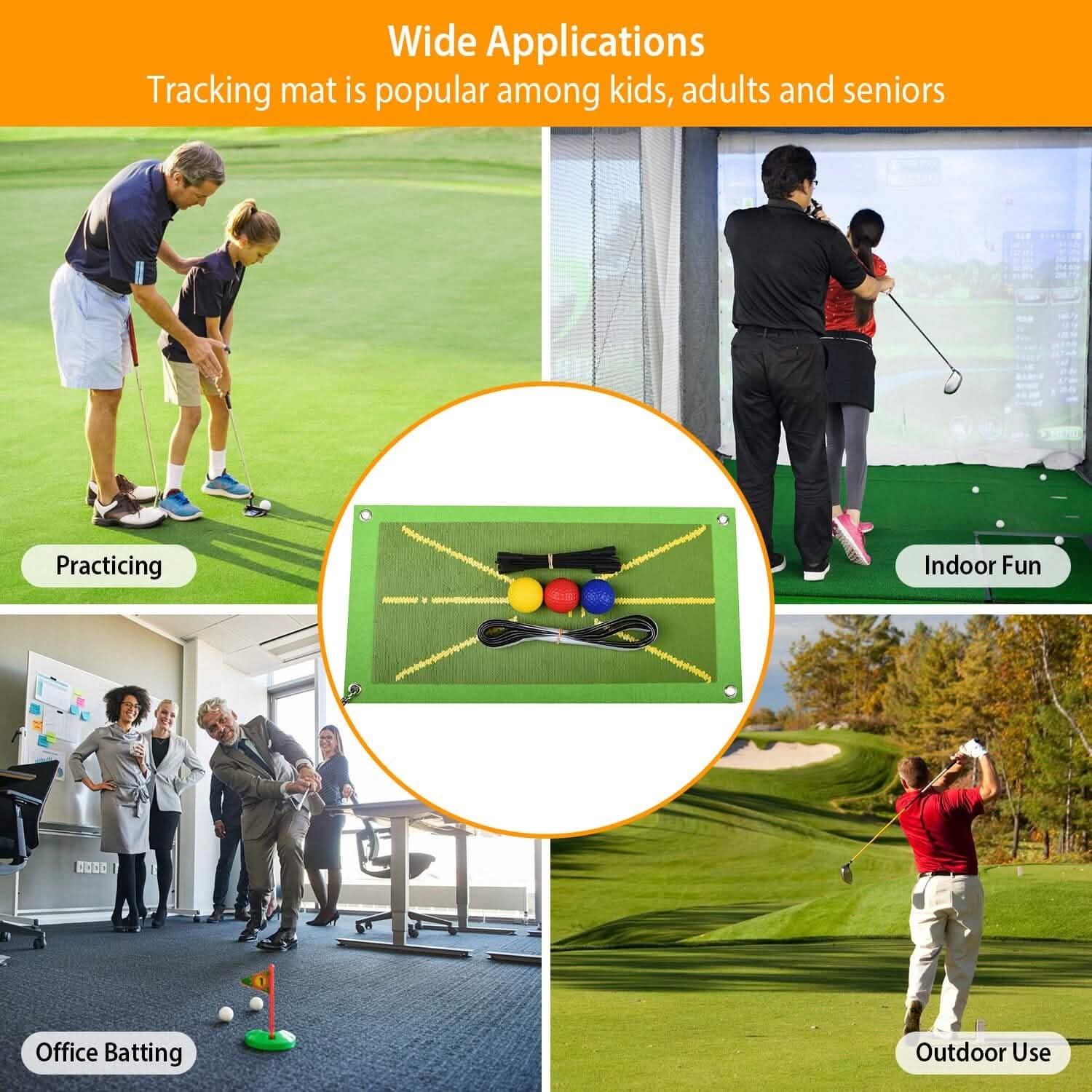 Tapis d'entraînement de golf pour la détection de l'élan et le retour sur la trajectoire de frappe
