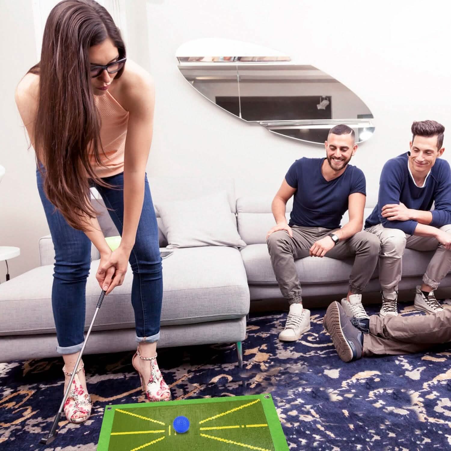 Tapis d'entraînement de golf pour la détection de l'élan et le retour sur la trajectoire de frappe