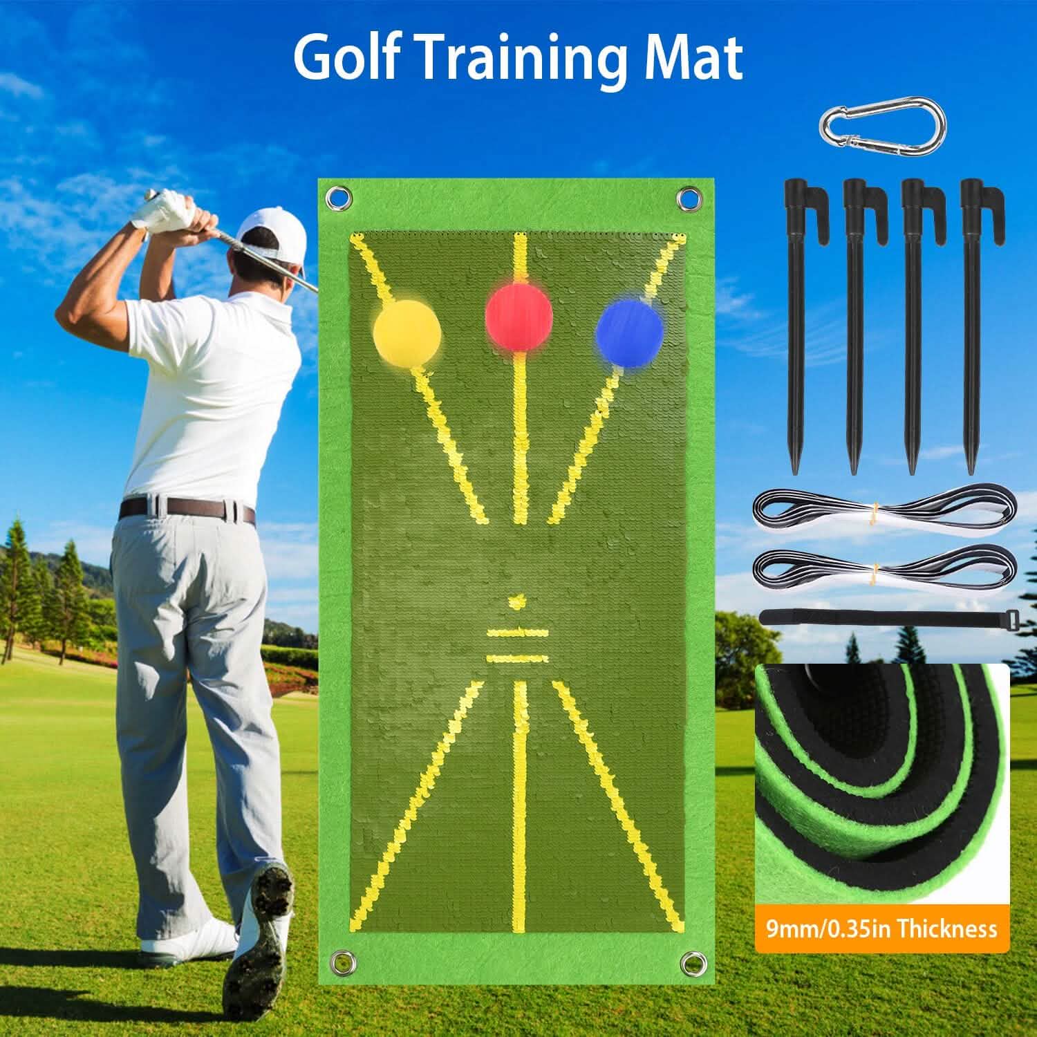 Tapis d'entraînement de golf pour la détection de l'élan et le retour sur la trajectoire de frappe