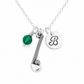Golf Club Necklace – Sterling Silver with Birthstone & Initial Charm