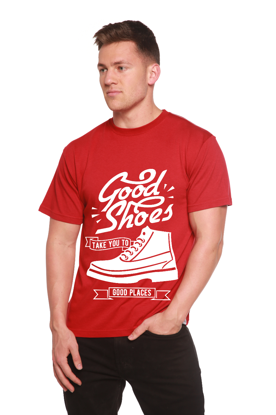 Good Shoes T-shirt graphique à manches courtes pour homme en viscose de bambou/coton biologique