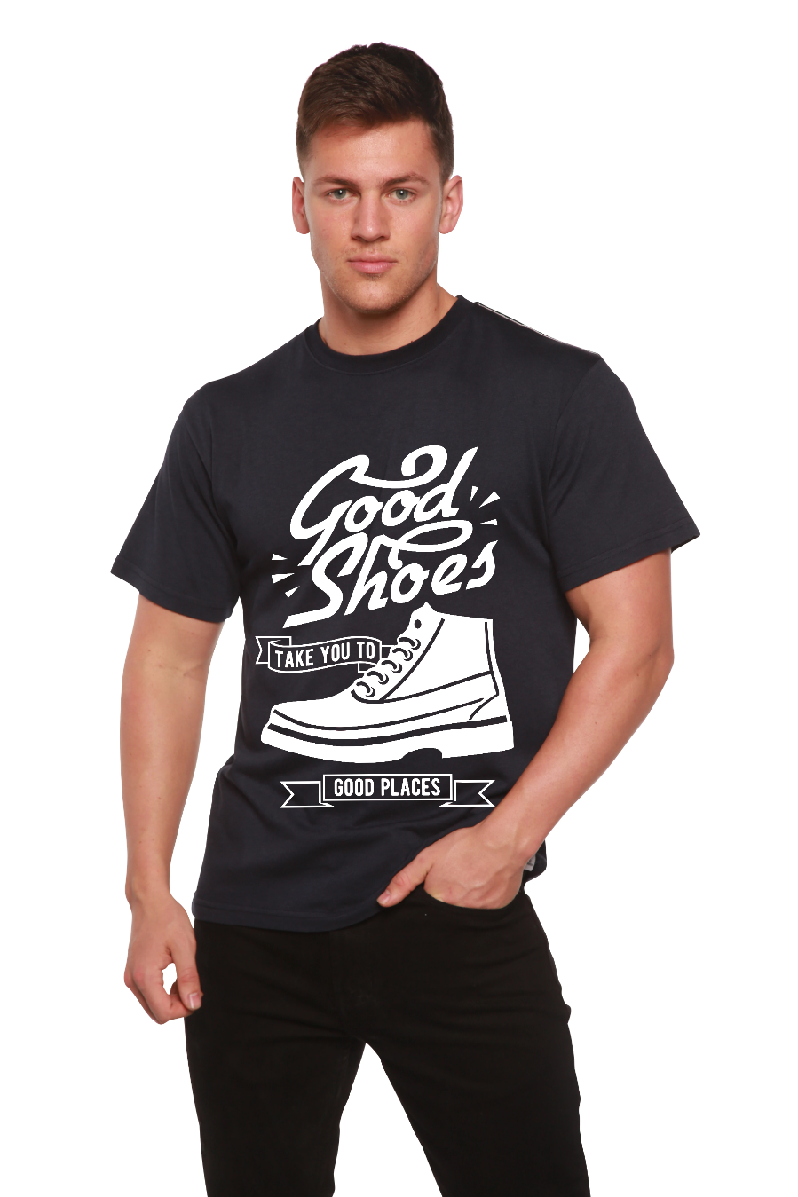 Good Shoes T-shirt graphique à manches courtes pour homme en viscose de bambou/coton biologique