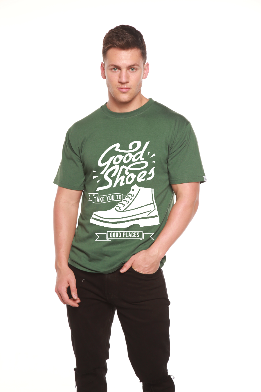 Good Shoes T-shirt graphique à manches courtes pour homme en viscose de bambou/coton biologique