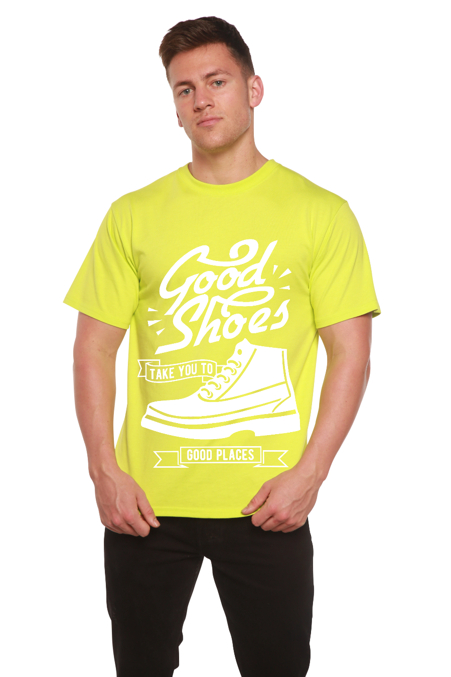 Good Shoes T-shirt graphique à manches courtes pour homme en viscose de bambou/coton biologique