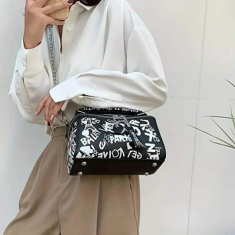 Sac bandoulière tendance graffiti pour femme