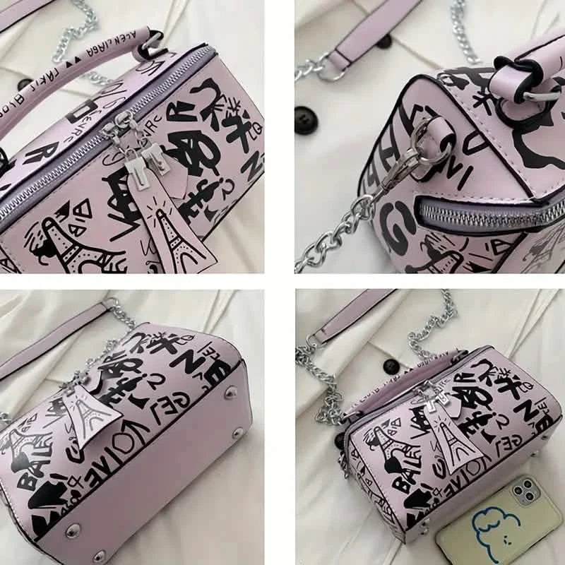 Sac bandoulière tendance graffiti pour femme