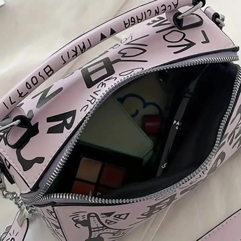 Sac bandoulière tendance graffiti pour femme