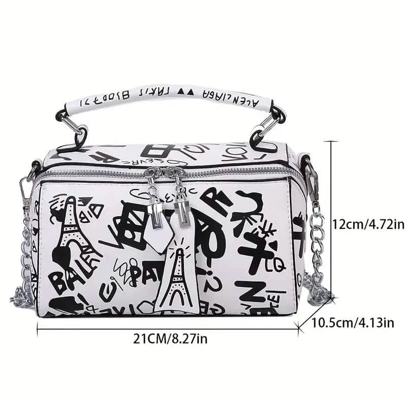 Sac bandoulière tendance graffiti pour femme