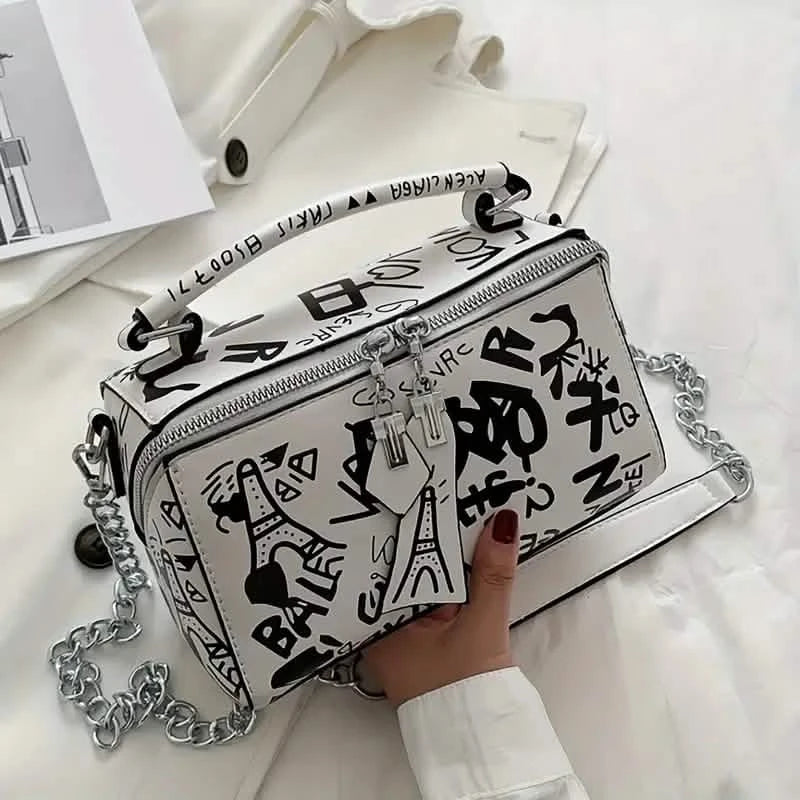 Sac bandoulière tendance graffiti pour femme
