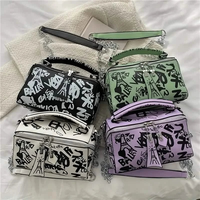 Sac bandoulière tendance graffiti pour femme