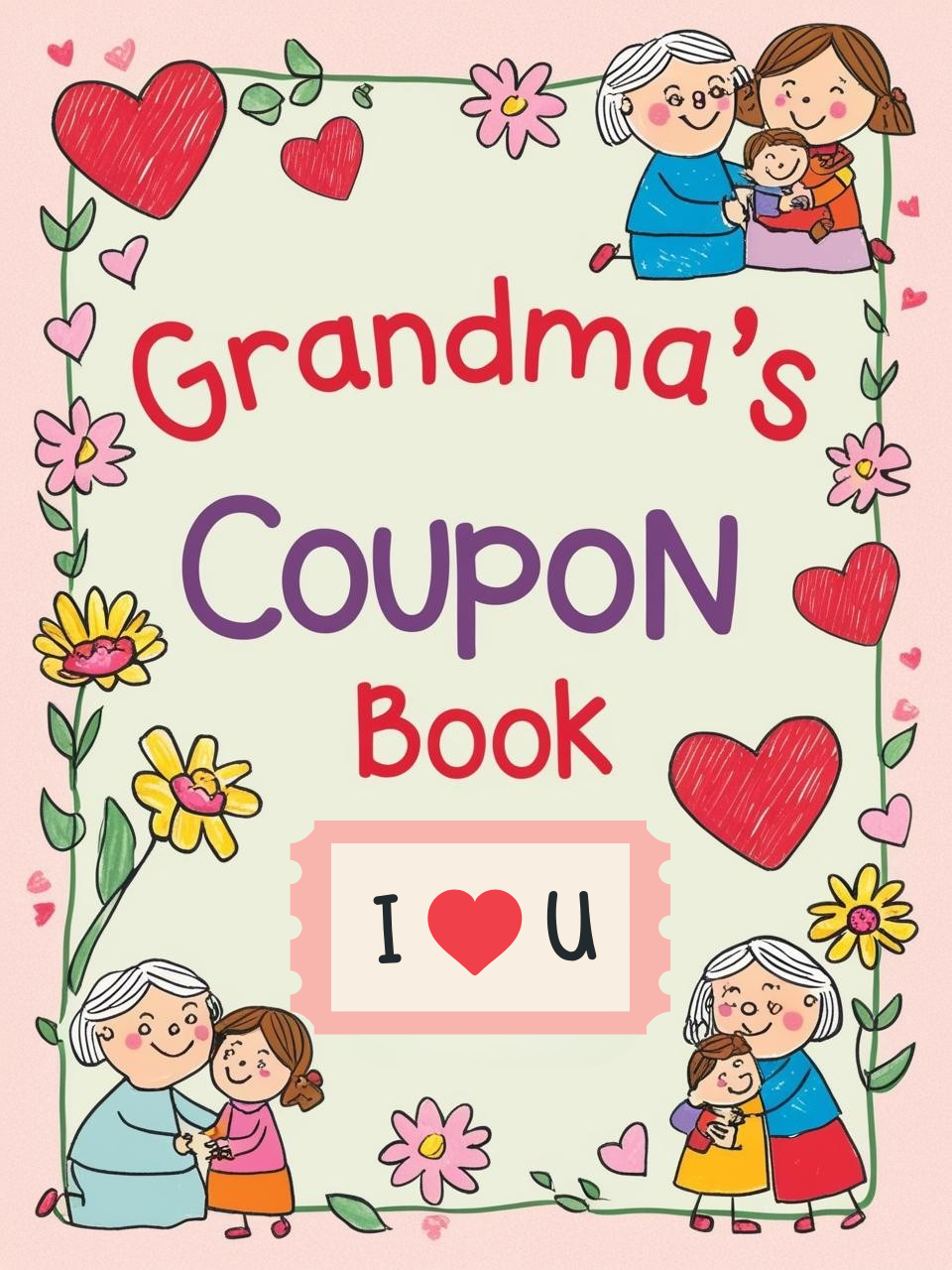 Carnet de coupons pour grand-mère à imprimer – Cadeau de fête des mères des enfants – Modèle Canva modifiable