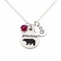 Collier Mamie Ourse – Argent sterling avec pierre de naissance et breloque initiale