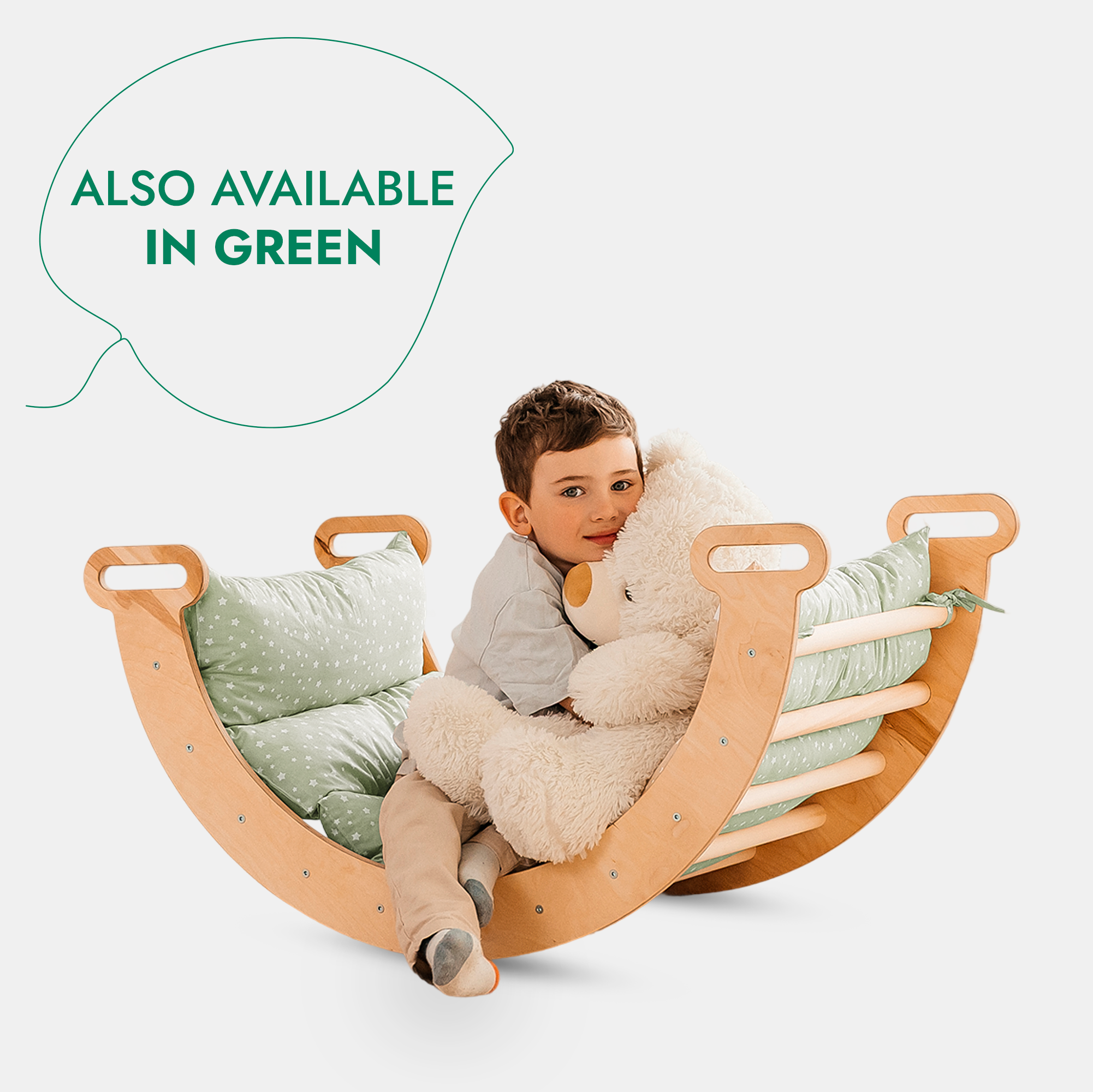 Ensemble d'escalade Montessori 5 en 1 : Échelle triangulaire + Arche/Balançoire + Planche à glissière/Rampe + Corde à filet + Coussin