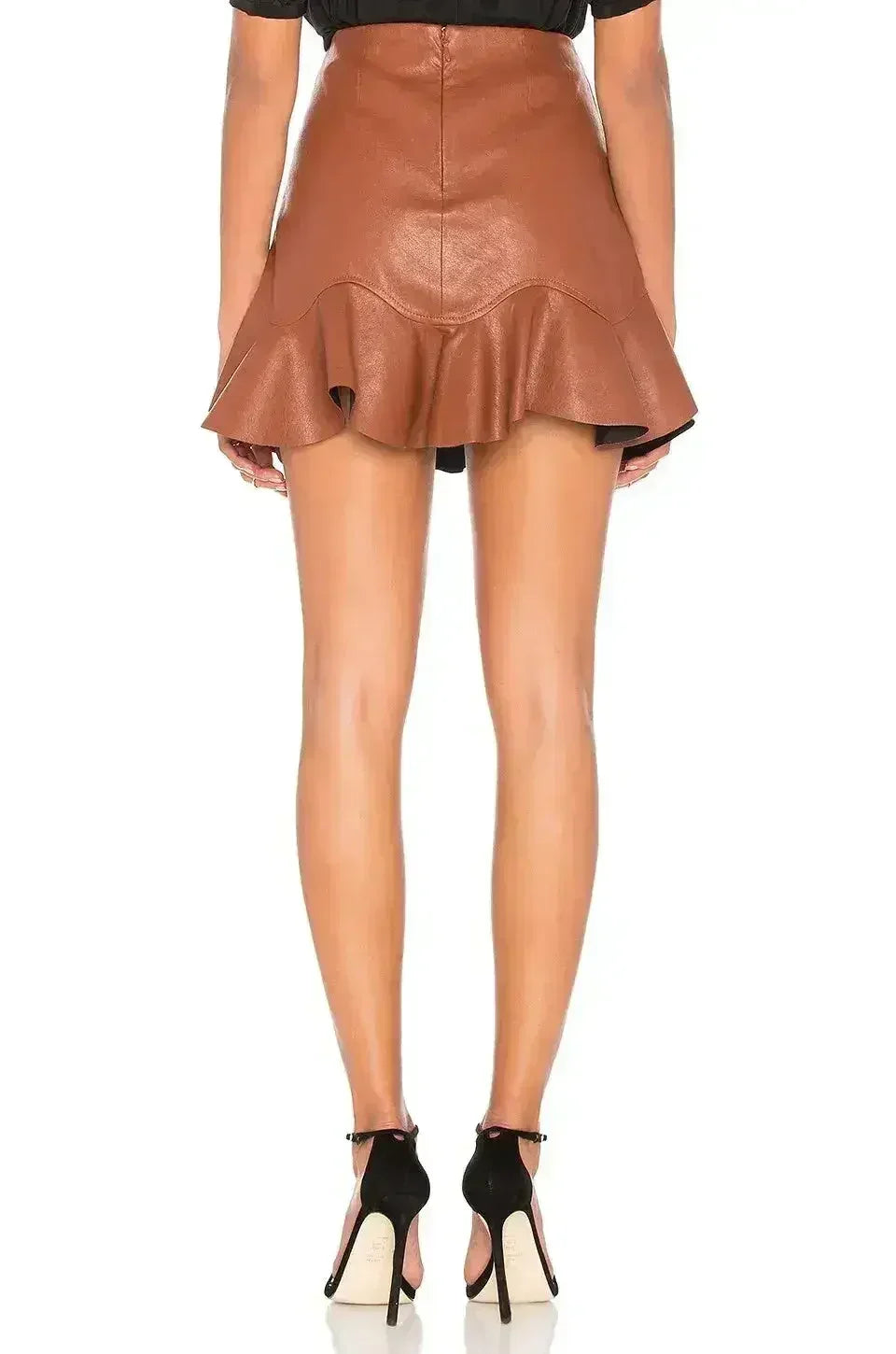JUPE VOLANTS EN CUIR VEGAN