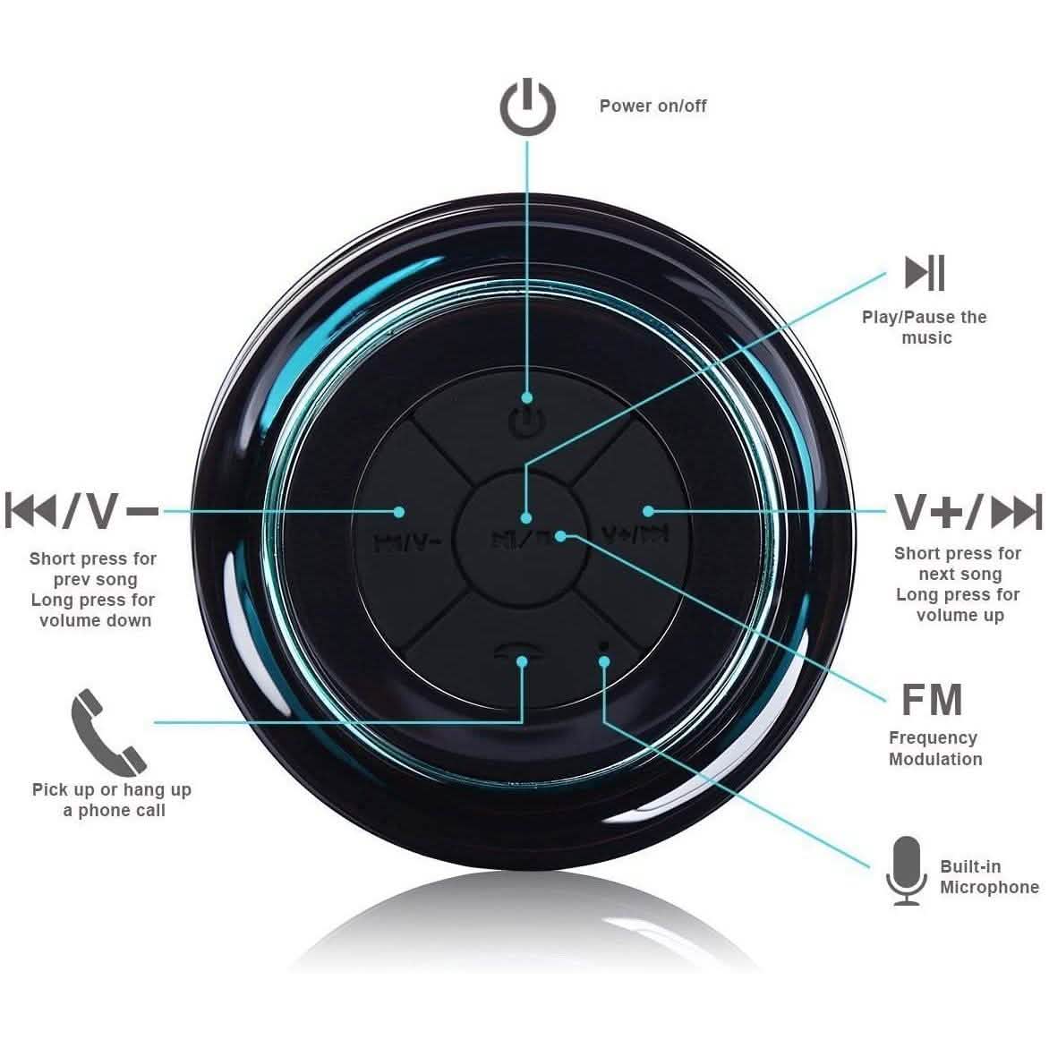 Haut-parleur portable sans fil étanche HAISSKY avec radio FM et ventouse