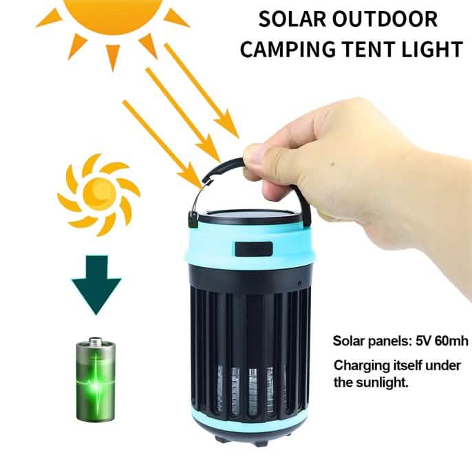 Lampe-lanterne anti-moustiques LED rechargeable solaire d'extérieur Hakol