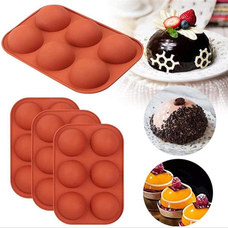 Moule en silicone demi-sphère pour savon, outils de décoration de gâteaux, moule à pudding, gelée, chocolat, fondant, moule à biscuits en forme de boule, 6 cavités, moule en silicone demi-sphère pour chocolat, gâteau, gelée, pudding, savon fait main