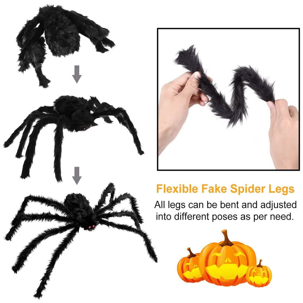 Décorations d'Halloween - Araignée 124 cm avec toile d'araignée géante Tarentule de 320 cm
