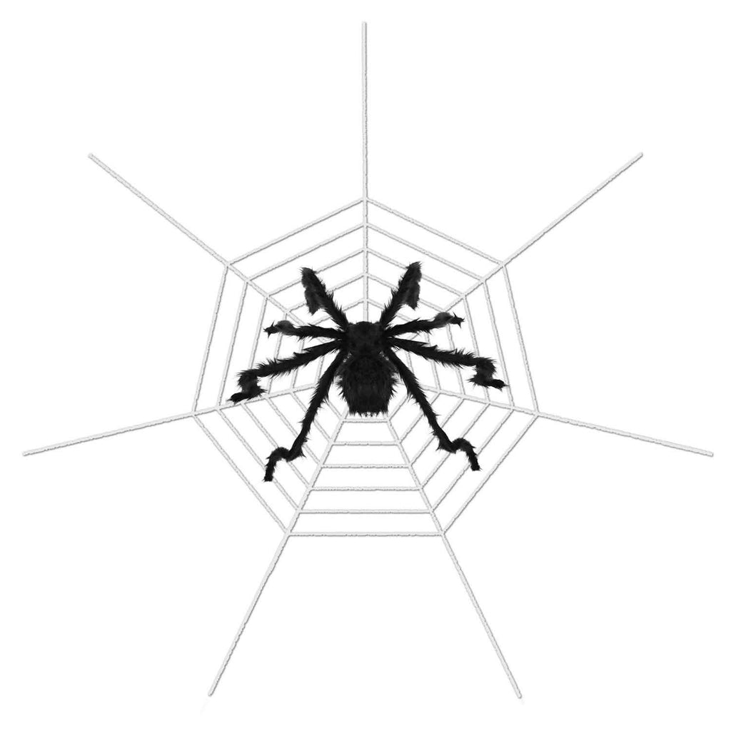 Décorations d'Halloween - Araignée 124 cm avec toile d'araignée géante Tarentule de 320 cm