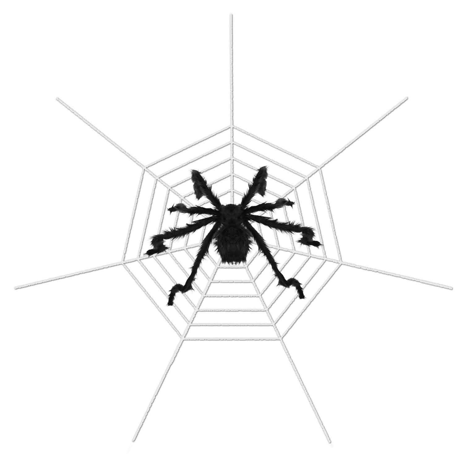 Décorations d'Halloween - Araignée 124 cm avec toile d'araignée géante Tarentule de 320 cm