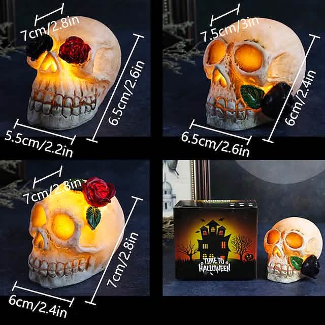 Veilleuse LED décorative Crâne en résine d'Halloween