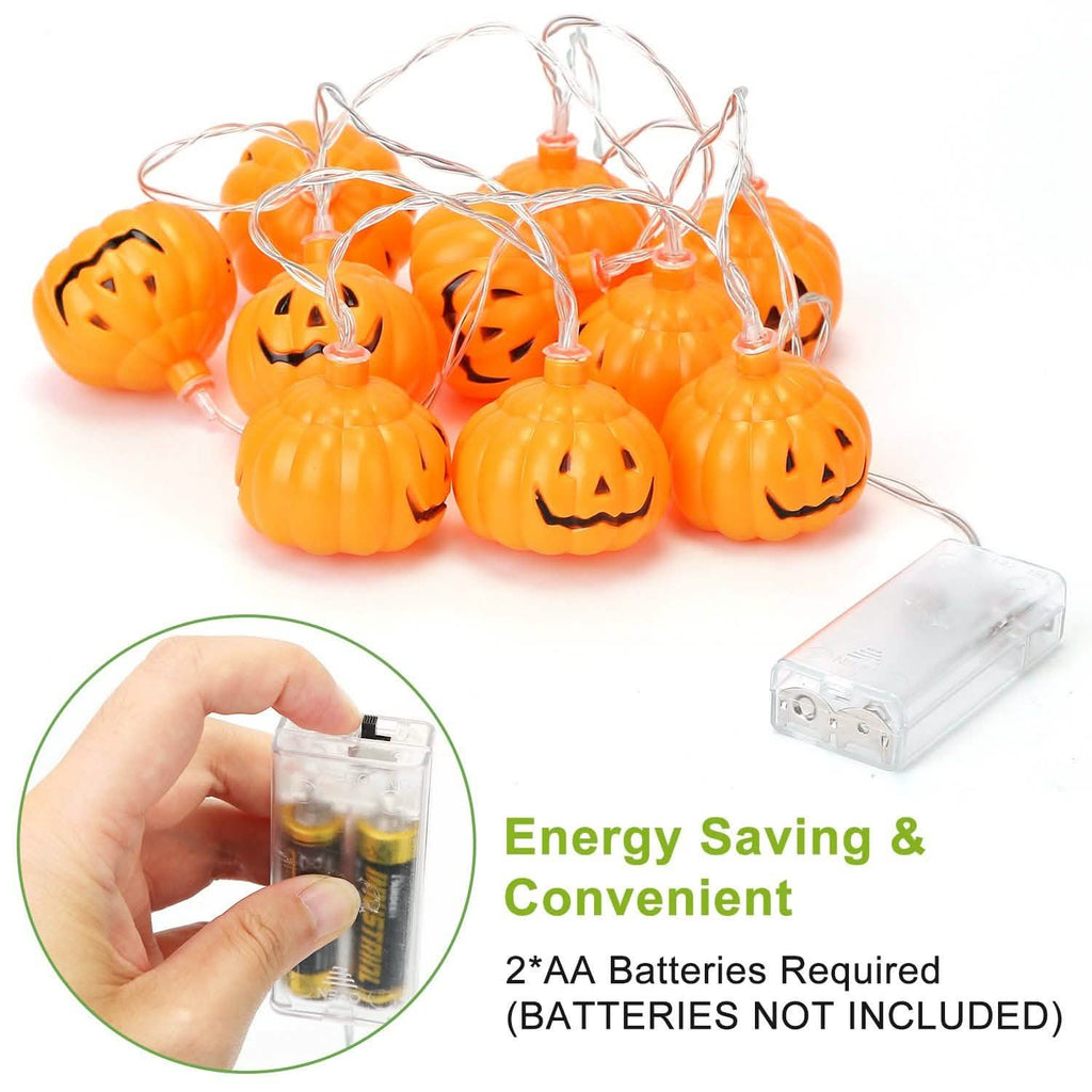 Guirlande lumineuse d'Halloween citrouille à LED, alimentée par piles