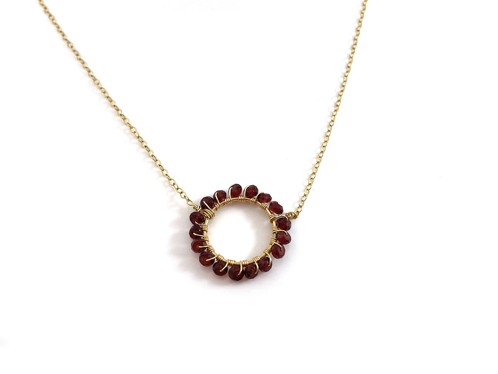 Collier halo grenat