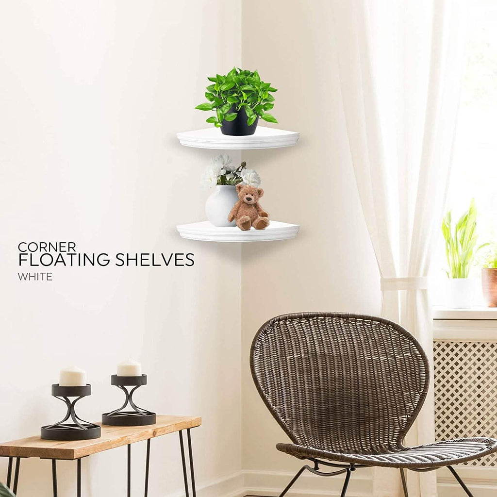 Étagère d'angle flottante Halter – Conception ronde peu encombrante sans support visible