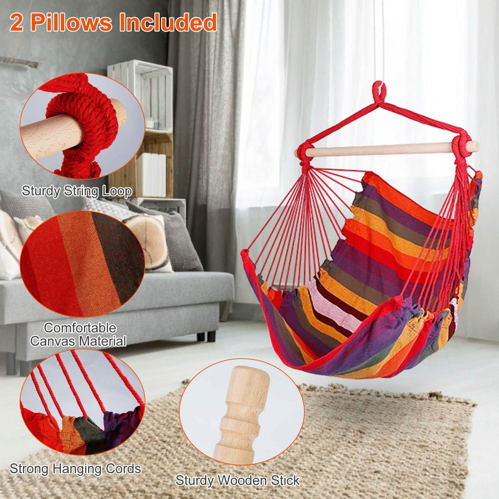 Chaise hamac en toile avec 2 oreillers