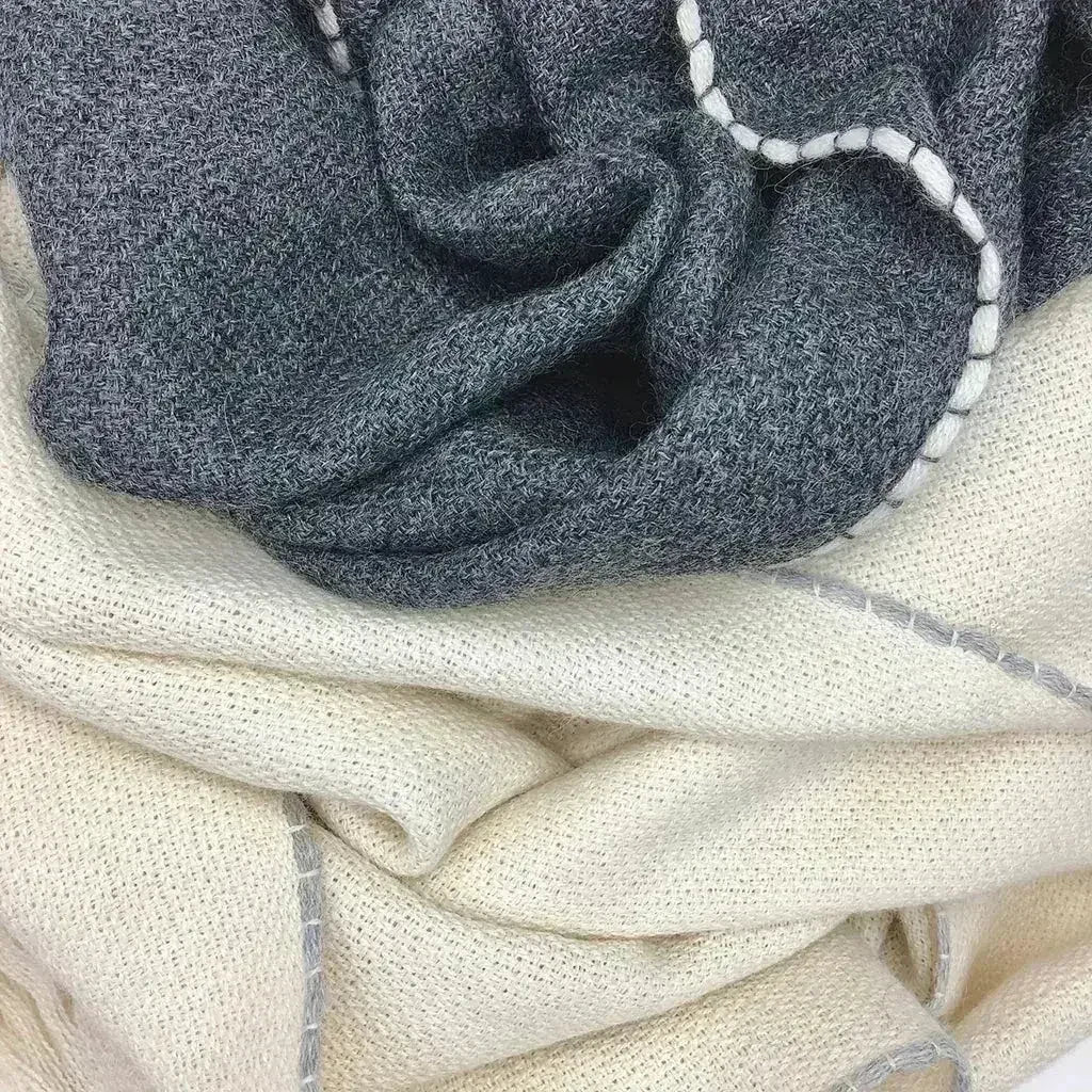 Écharpe Andes en laine de bébé alpaga anthracite