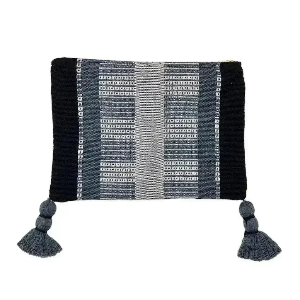 Pochette à poignée rayée blanche
