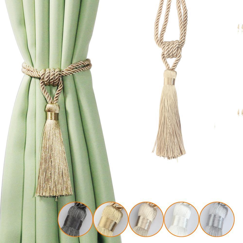 Embrasses à rideaux faites à la main avec pampilles, accessoires de chambre, boucles de rideaux dorées, corde, décoration intérieure, embrasses à pampilles tissées à la main, embrasses décoratives pour la maison.