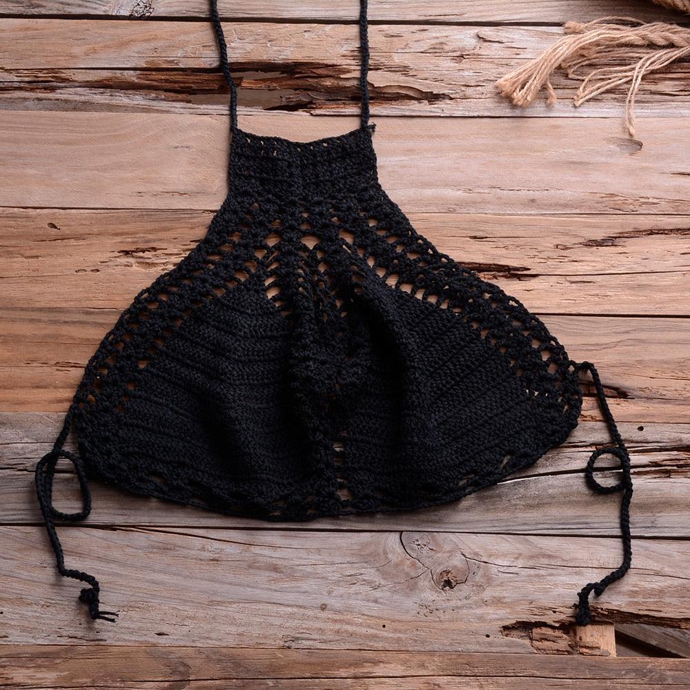 Bikinis au crochet vintage faits à la main Maillots de bain en coton tricotés Maillot de bain deux pièces pour femmes Maillots de bain hauts et bas Bandage de bikini Maillot de bain moderne pour femmes Vêtements de plage pour l'été