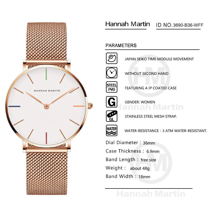 Montre Femme Étanche de Haute Qualité Hannah Martin