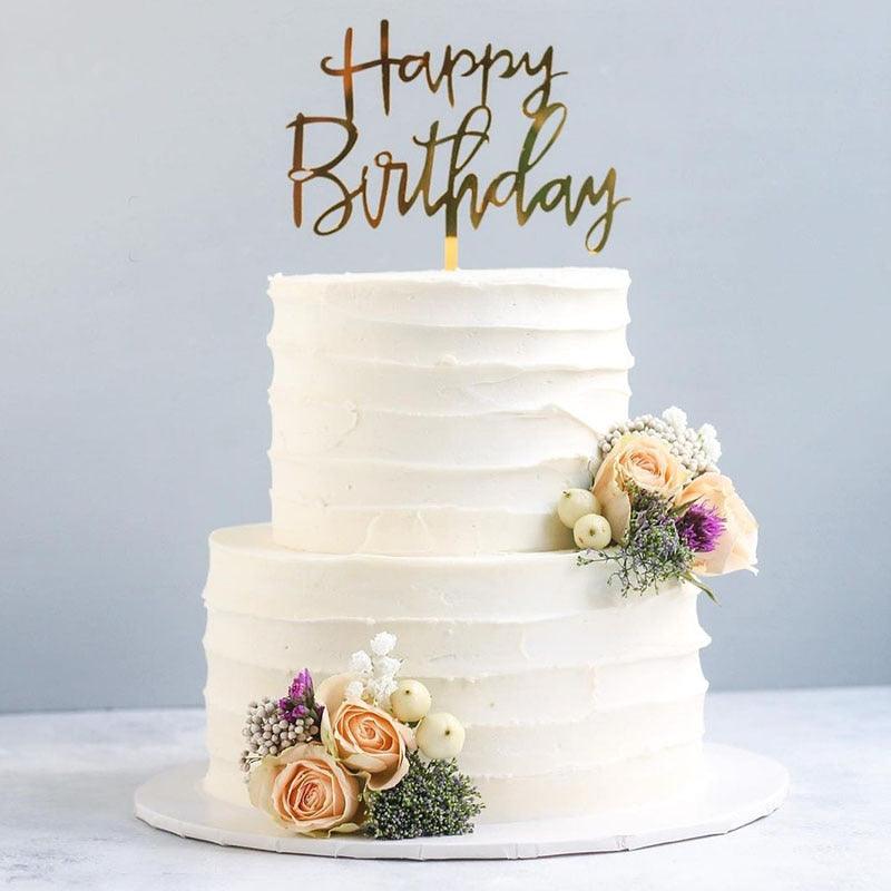 Décoration de gâteau Joyeux Anniversaire, Doré, en acrylique, pour gâteau d'anniversaire, Décoration de gâteau Joyeux Anniversaire, en acrylique, avec lettres, pour fournitures de fête, décorations de gâteau Joyeux Anniversaire Noires.