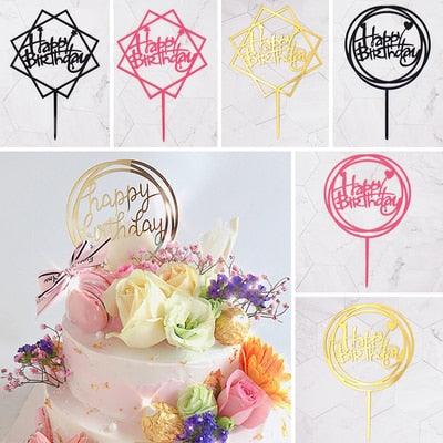Décoration de gâteau Joyeux Anniversaire, Doré, en acrylique, pour gâteau d'anniversaire, Décoration de gâteau Joyeux Anniversaire, en acrylique, avec lettres, pour fournitures de fête, décorations de gâteau Joyeux Anniversaire Noires.