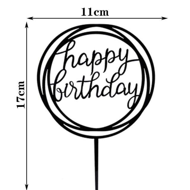 Décoration de gâteau Joyeux Anniversaire, Doré, en acrylique, pour gâteau d'anniversaire, Décoration de gâteau Joyeux Anniversaire, en acrylique, avec lettres, pour fournitures de fête, décorations de gâteau Joyeux Anniversaire Noires.
