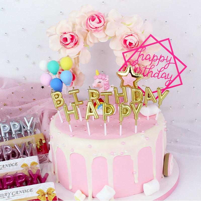 Décoration de gâteau Joyeux Anniversaire, Doré, en acrylique, pour gâteau d'anniversaire, Décoration de gâteau Joyeux Anniversaire, en acrylique, avec lettres, pour fournitures de fête, décorations de gâteau Joyeux Anniversaire Noires.