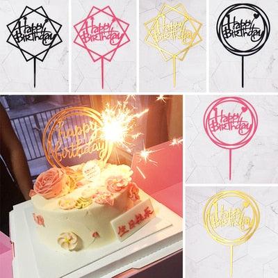Décoration de gâteau Joyeux Anniversaire, Doré, en acrylique, pour gâteau d'anniversaire, Décoration de gâteau Joyeux Anniversaire, en acrylique, avec lettres, pour fournitures de fête, décorations de gâteau Joyeux Anniversaire Noires.