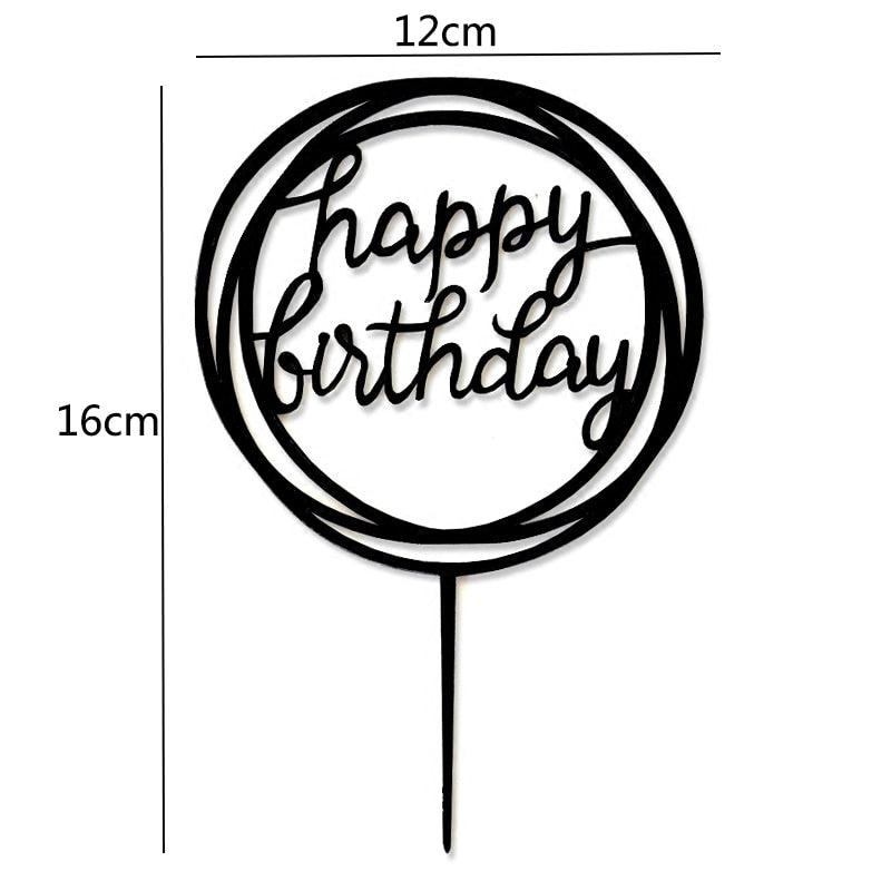 Décoration de gâteau Joyeux Anniversaire, Doré, en acrylique, pour gâteau d'anniversaire, Décoration de gâteau Joyeux Anniversaire, en acrylique, avec lettres, pour fournitures de fête, décorations de gâteau Joyeux Anniversaire Noires.